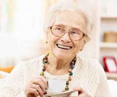 Close up of elderly female smiling for the camera