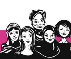 By women for women Logo in pink and black