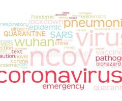 Word cloud featuring key words associated with Coronavirus