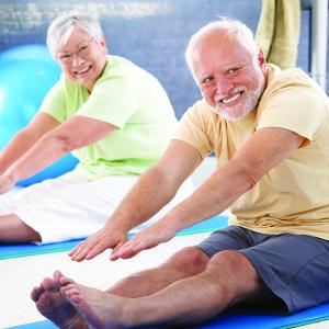 Senior couple exercising
