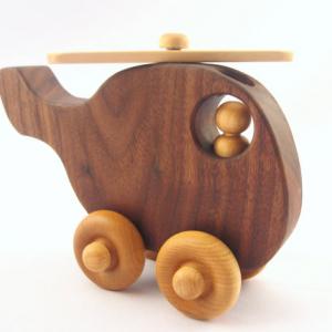Hand crafted toy wooden helicopter
