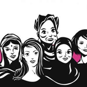 By women for women Logo in pink and black